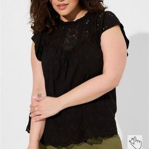 Size 3 Torrid Eyelet Ruffle Sleeve Top